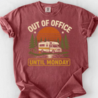 Out of Office Until Monday T-Shirt — Brick