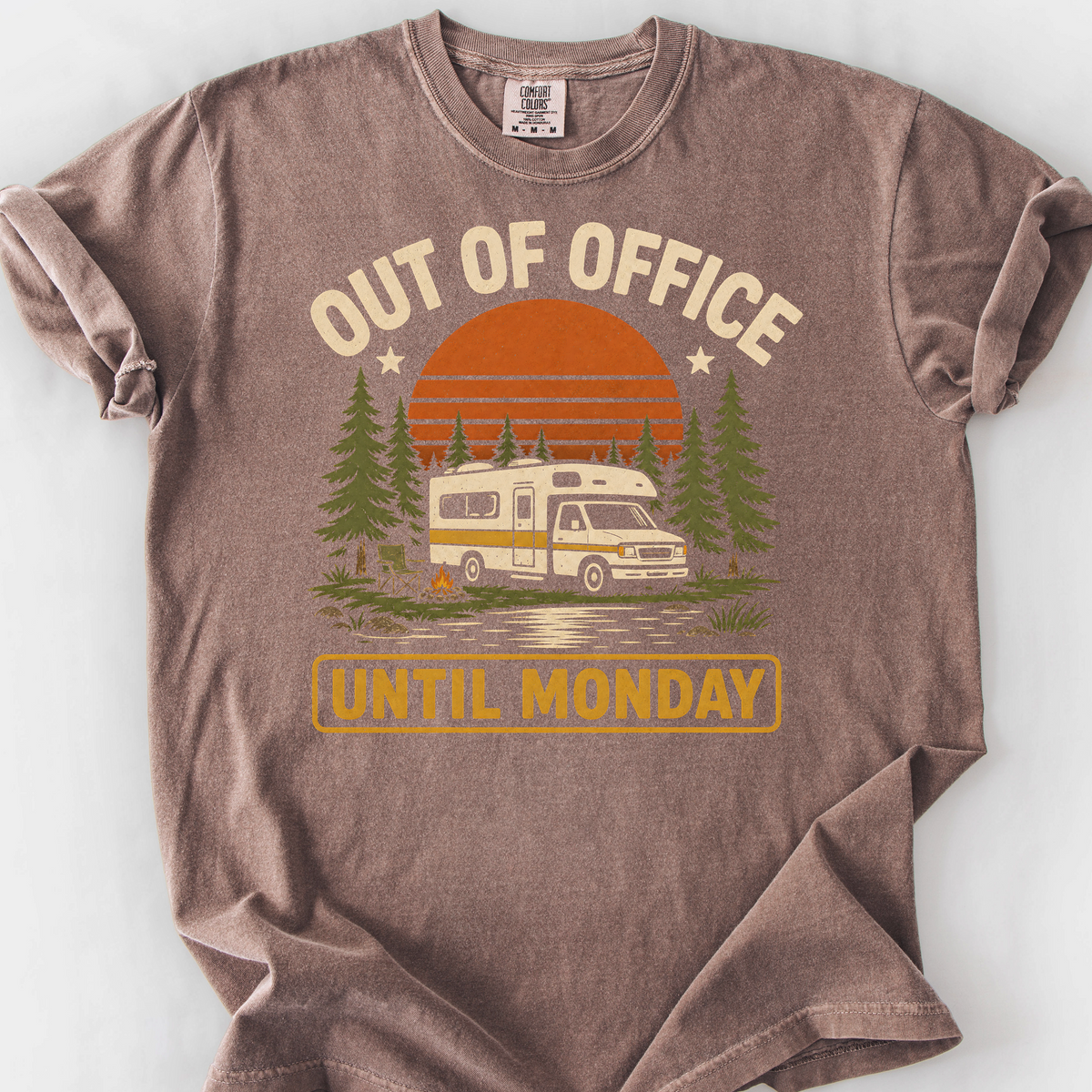 Out of Office Until Monday T-Shirt — Espresso