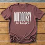 outdoorsy in theory_headline deadpan subtitle T-Shirt — Brick