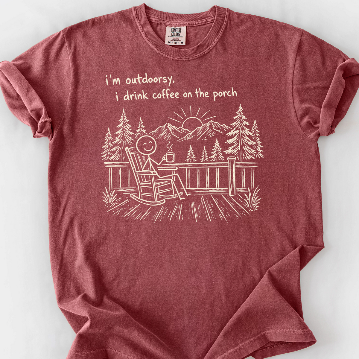 Outdoorsy (Porch Version) T-Shirt — Brick