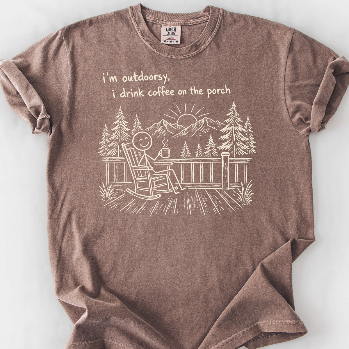 Outdoorsy (Porch Version) T-Shirt — Espresso
