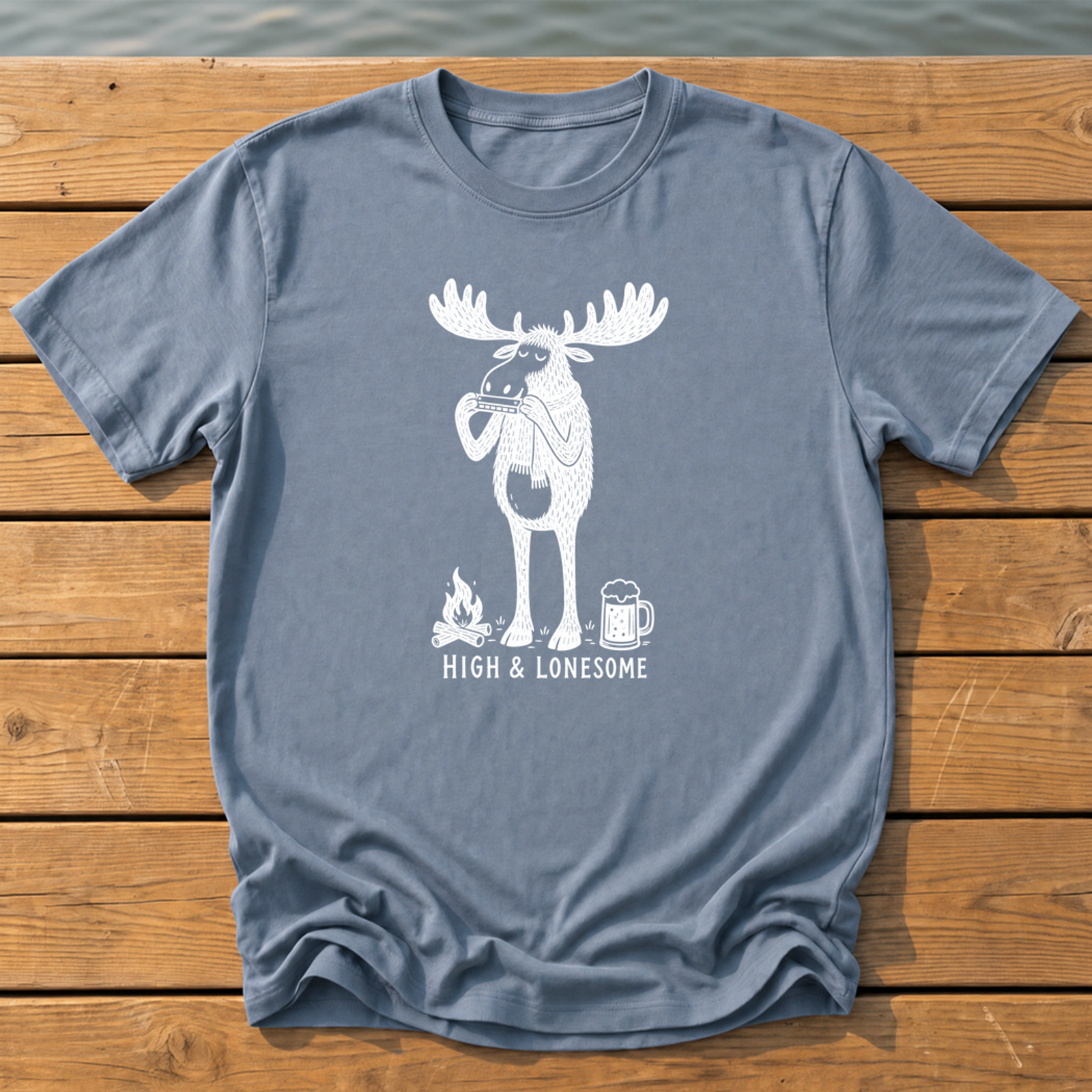Outside-ish Design 32 T-Shirt — Blue Jean