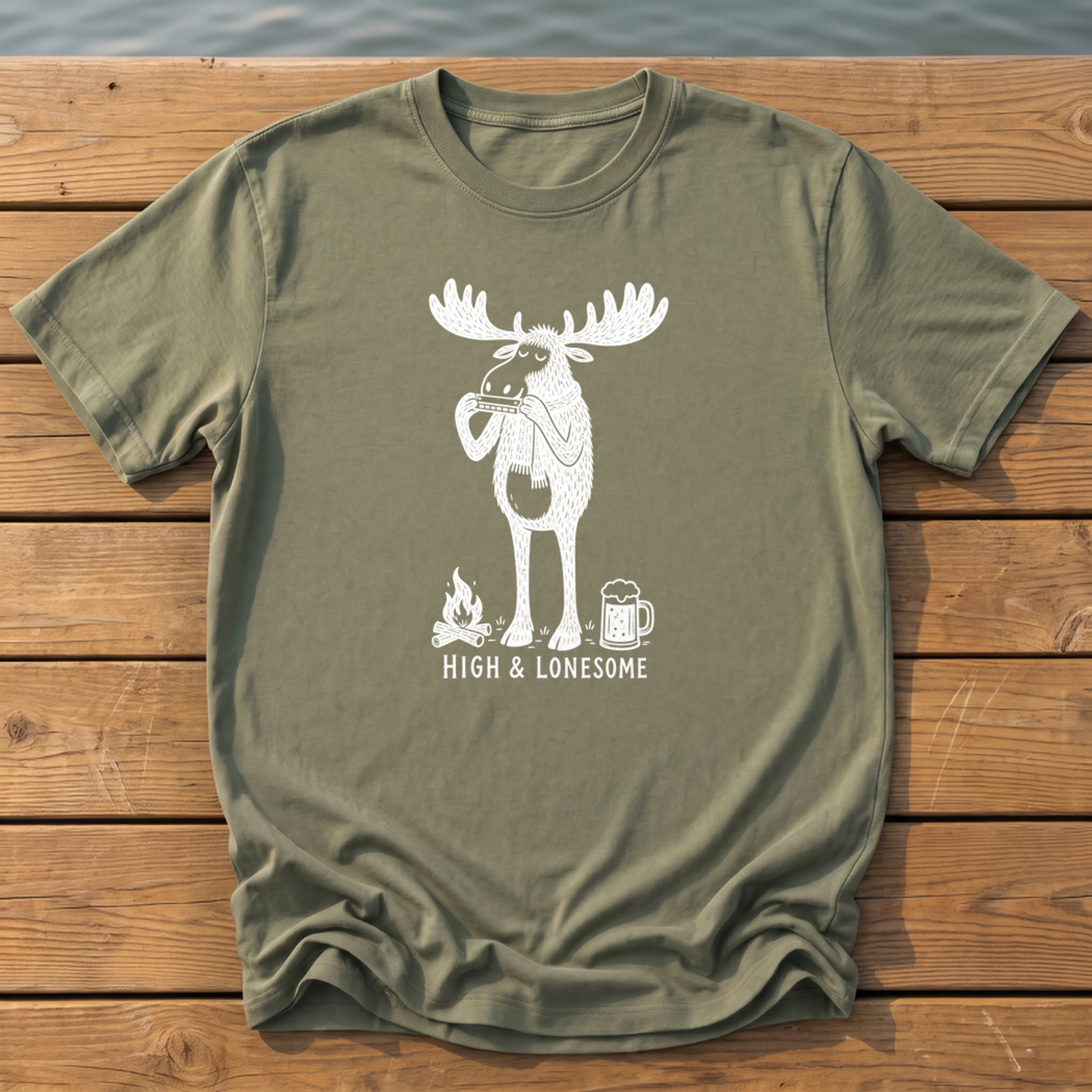 Outside-ish Design 32 T-Shirt — Moss