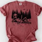 Peace Out Alien T-Shirt — Brick