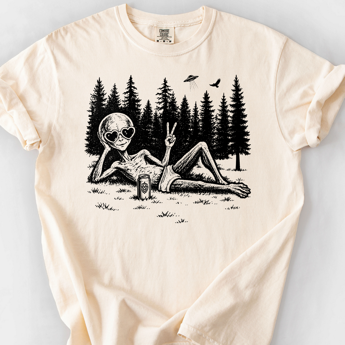 Peace Out Alien T-Shirt — Ivory