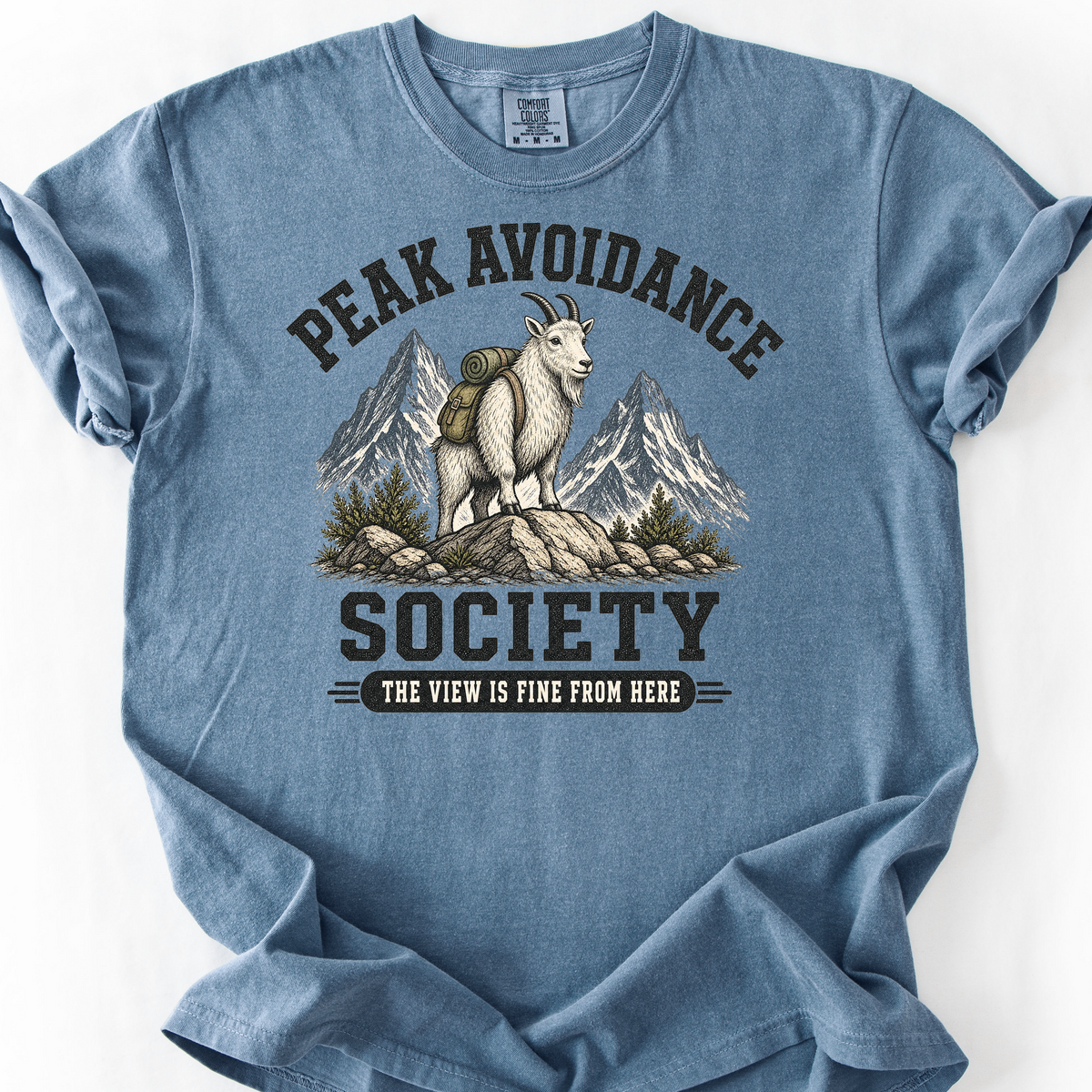 Peak Avoidance Society T-Shirt — Blue Jean