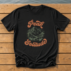 peak solitude engraving retro script duo T-Shirt — Black