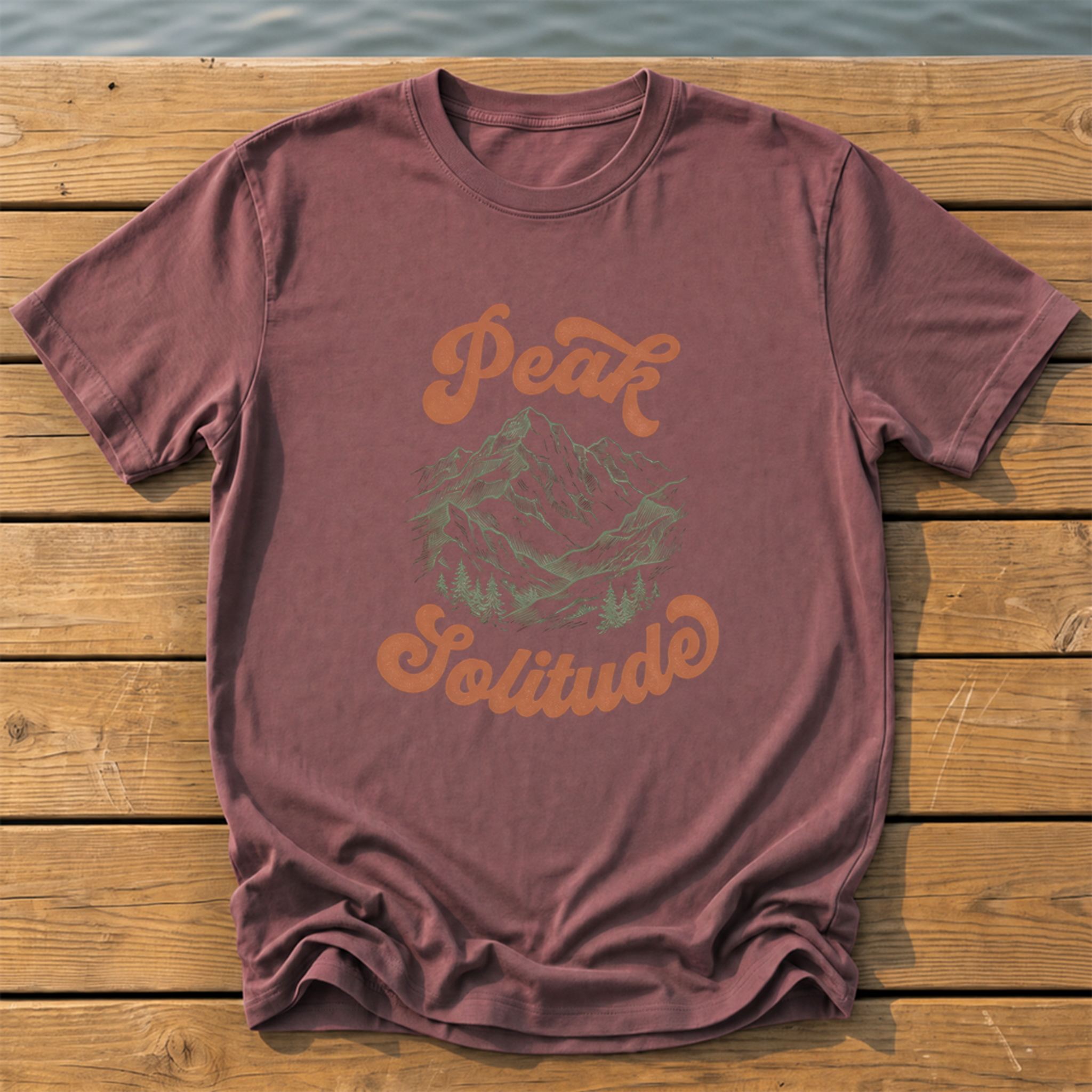 peak solitude engraving retro script duo T-Shirt — Brick