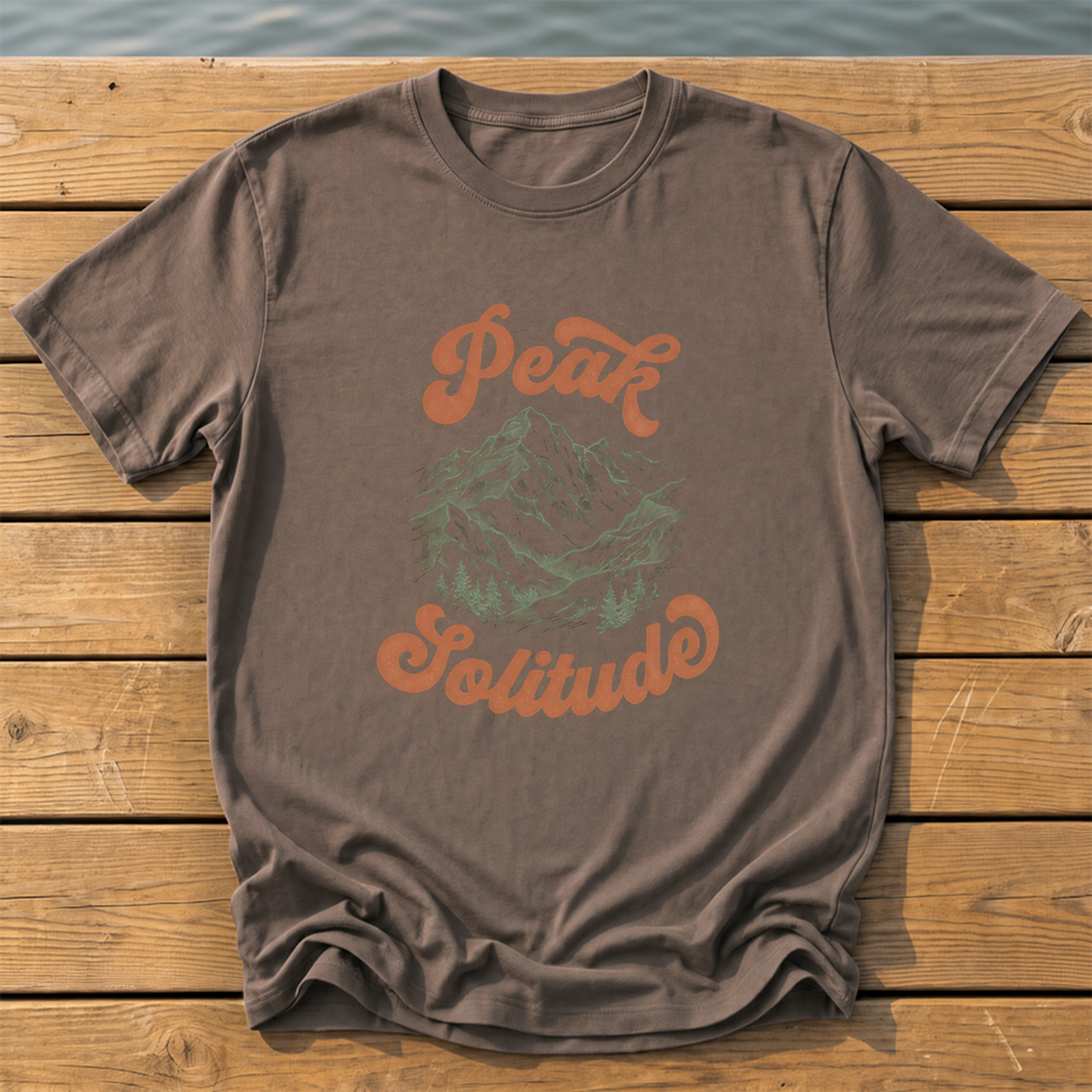 peak solitude engraving retro script duo T-Shirt — Espresso