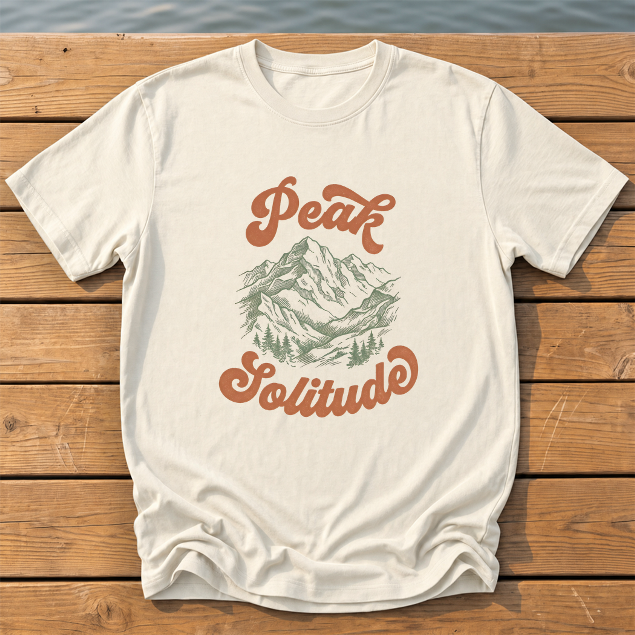 peak solitude engraving retro script duo T-Shirt — Ivory