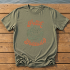 peak solitude engraving retro script duo T-Shirt — Moss