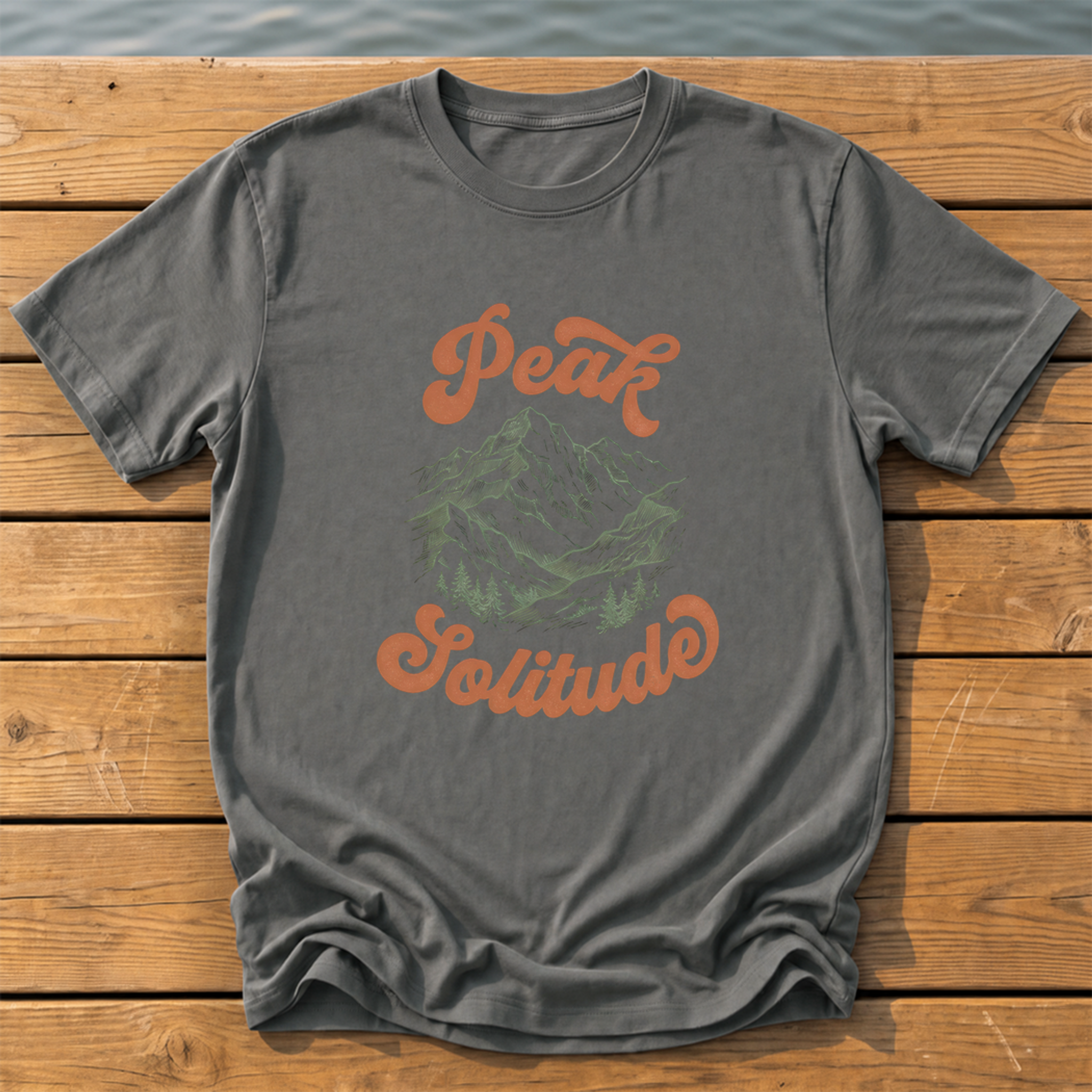 peak solitude engraving retro script duo T-Shirt — Pepper