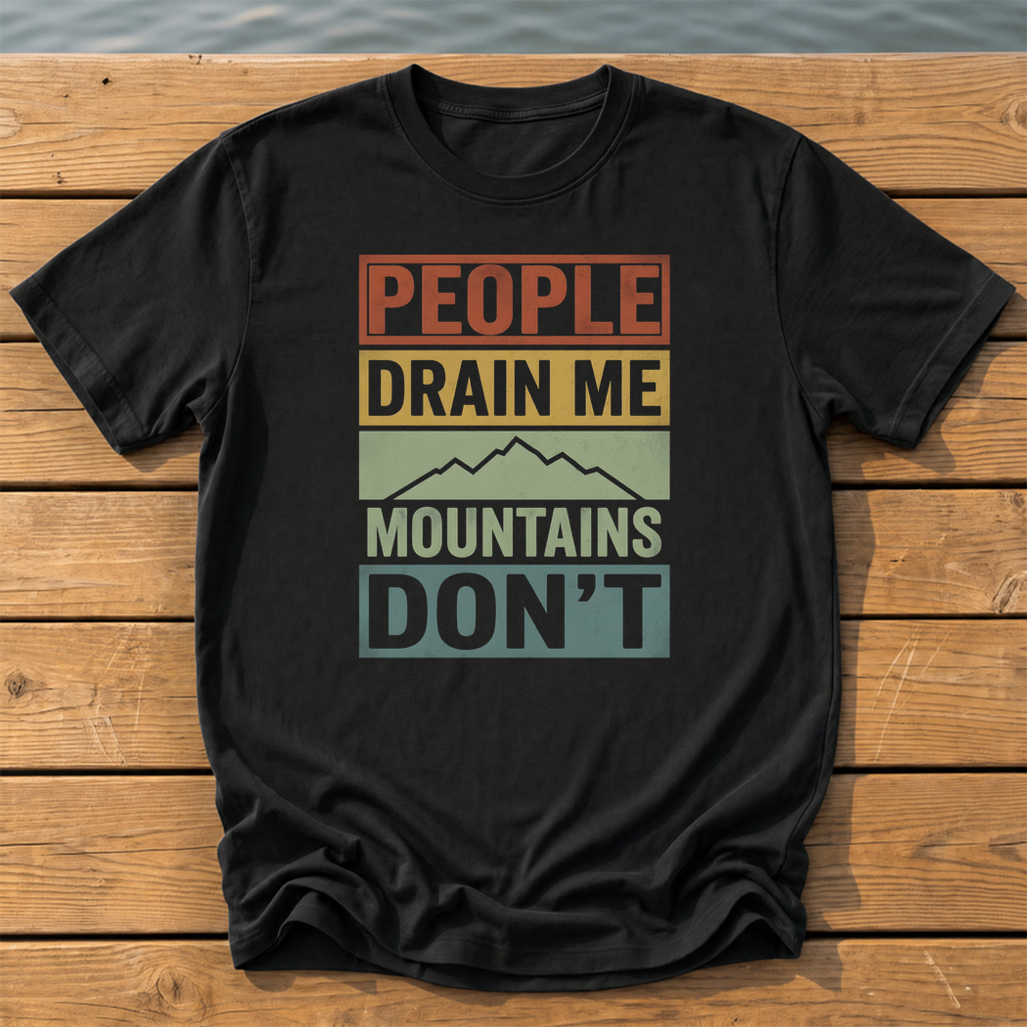 people drain me mountains dont retro mut T-Shirt — Black