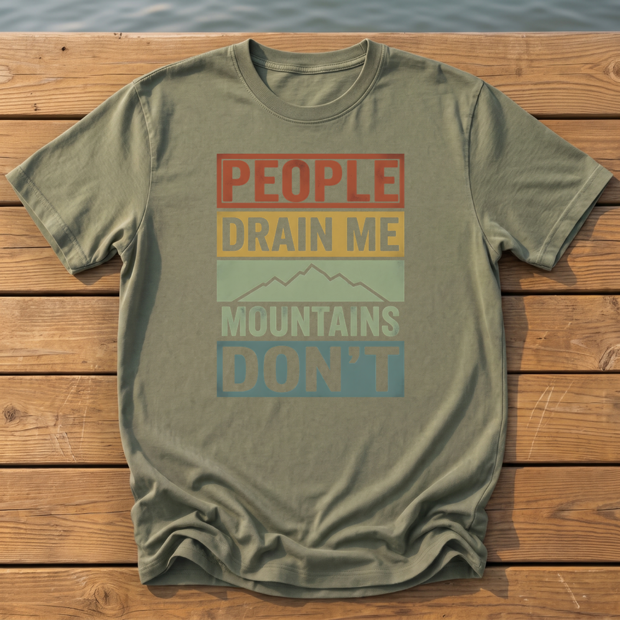 people drain me mountains dont retro mut T-Shirt — Moss