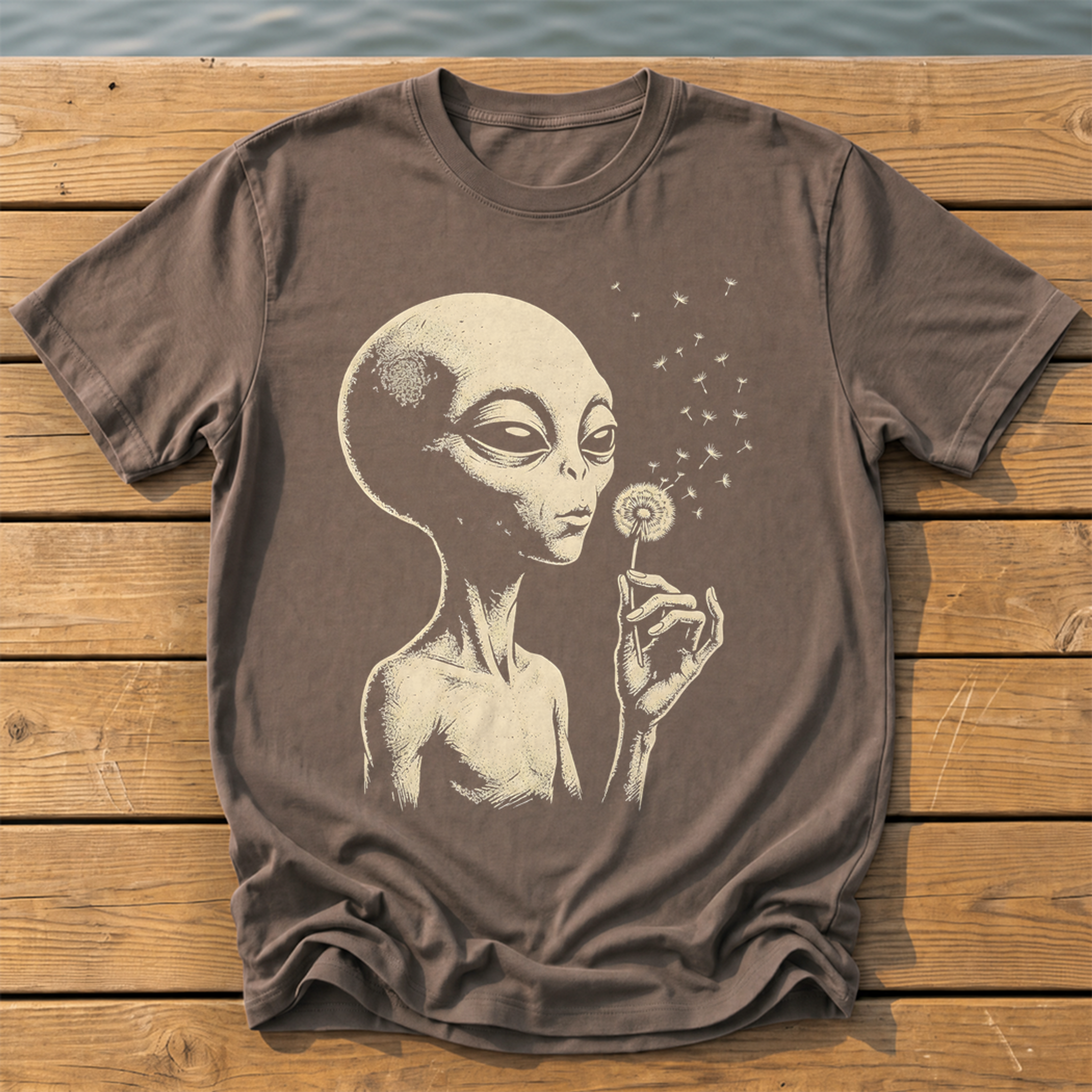 picks alien blowing dandelion T-Shirt — Espresso