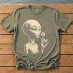 picks alien blowing dandelion T-Shirt — Moss