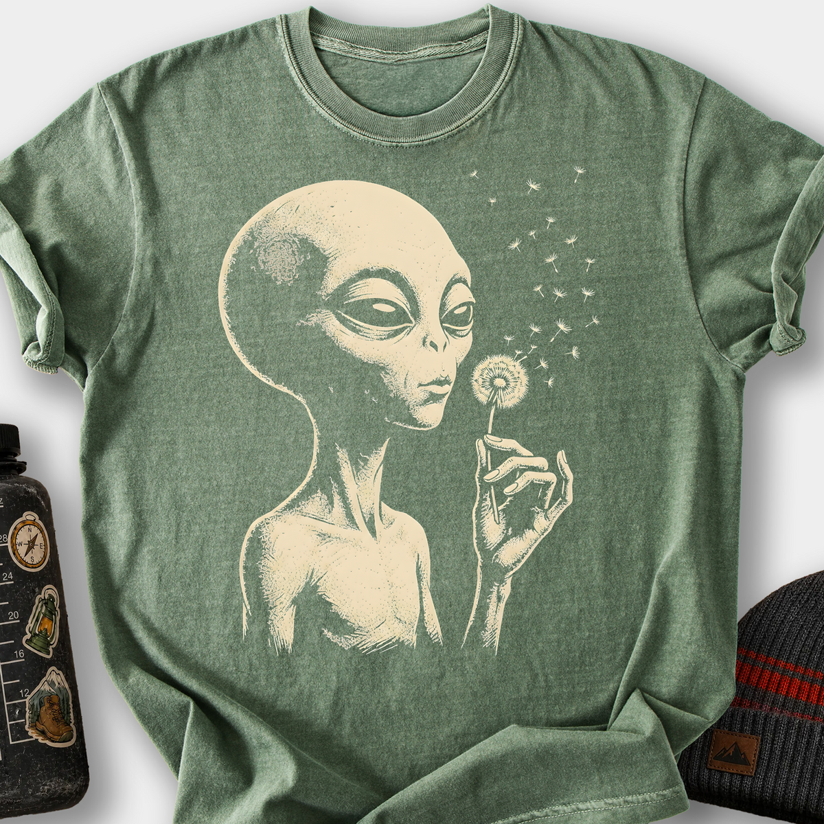 Alien Dandelion T-Shirt — Moss