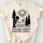 Please Don't Make First Contact (Linocut) T-Shirt — Ivory