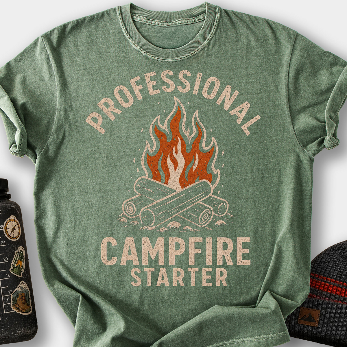 Professional Campfire Starter T-Shirt — Moss