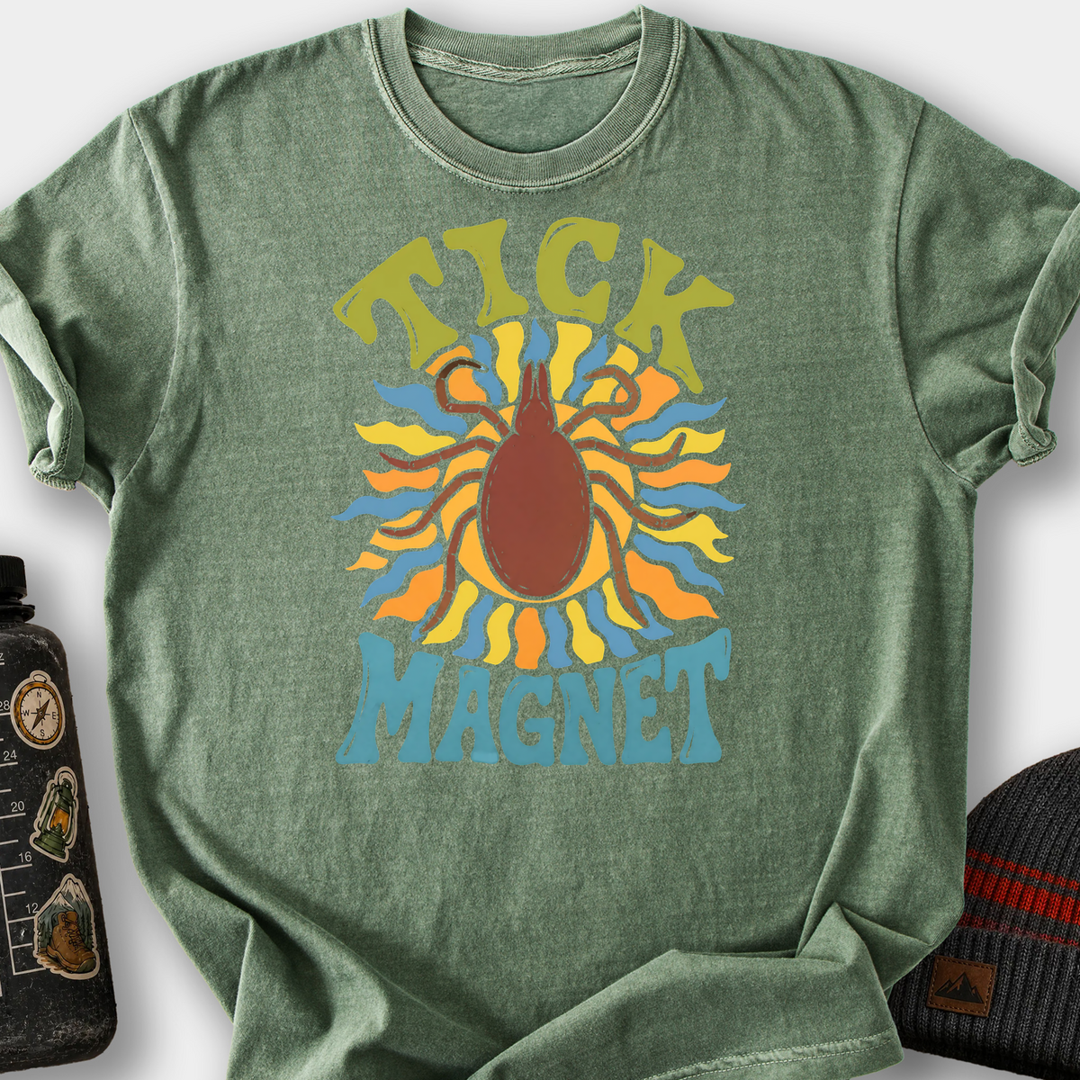 Psychedelic Tick Magnet T-Shirt — Moss