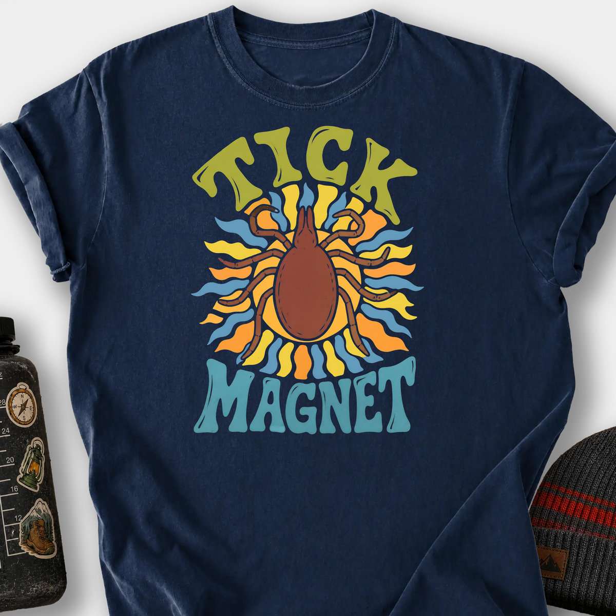 Psychedelic Tick Magnet T-Shirt — Navy