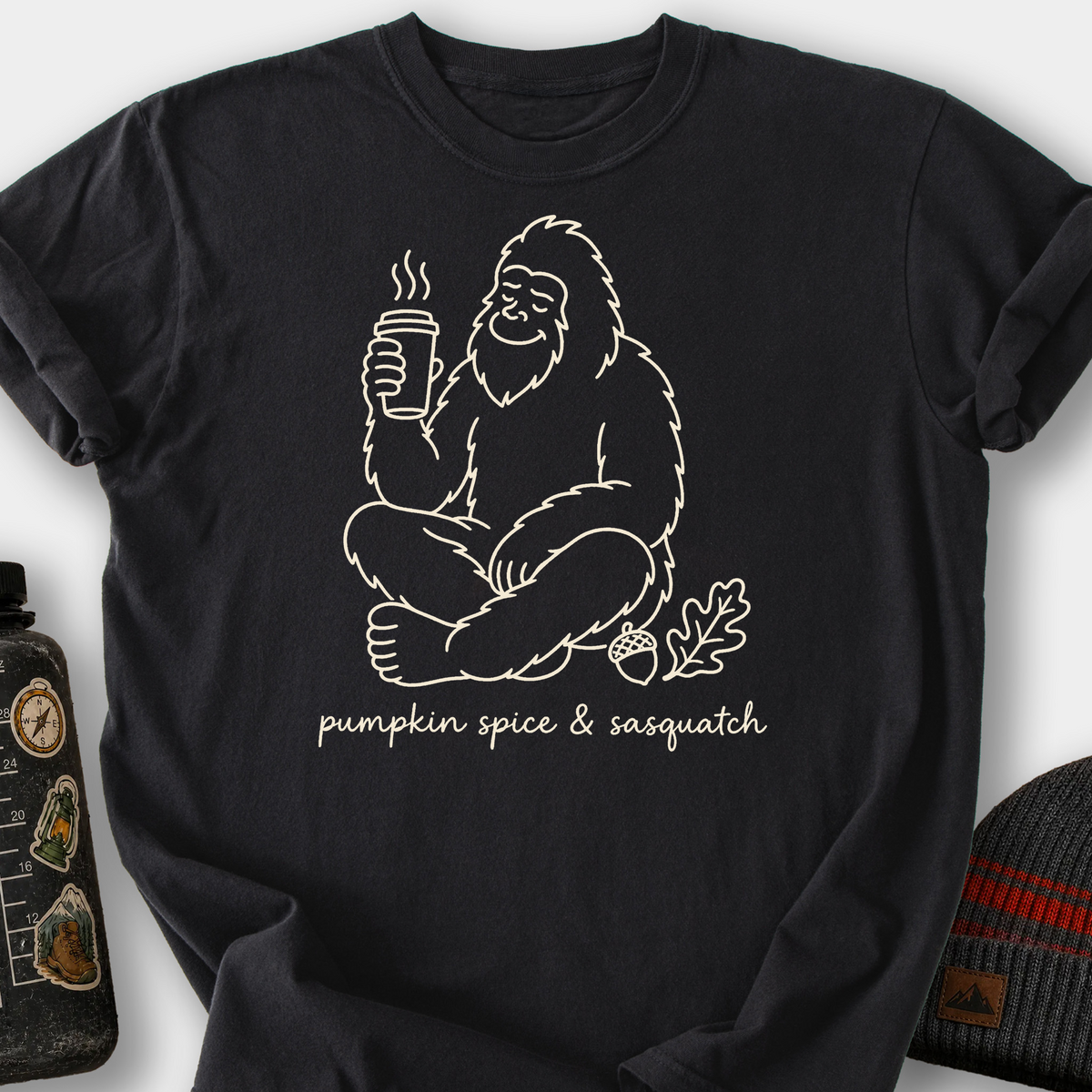 Pumpkin Spice And Sasquatch T-Shirt — Black