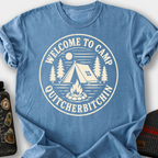 Welcome to Camp Quitcherbitchin (Badge) T-Shirt — Blue Jean