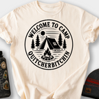 Welcome to Camp Quitcherbitchin (Badge) T-Shirt — Ivory