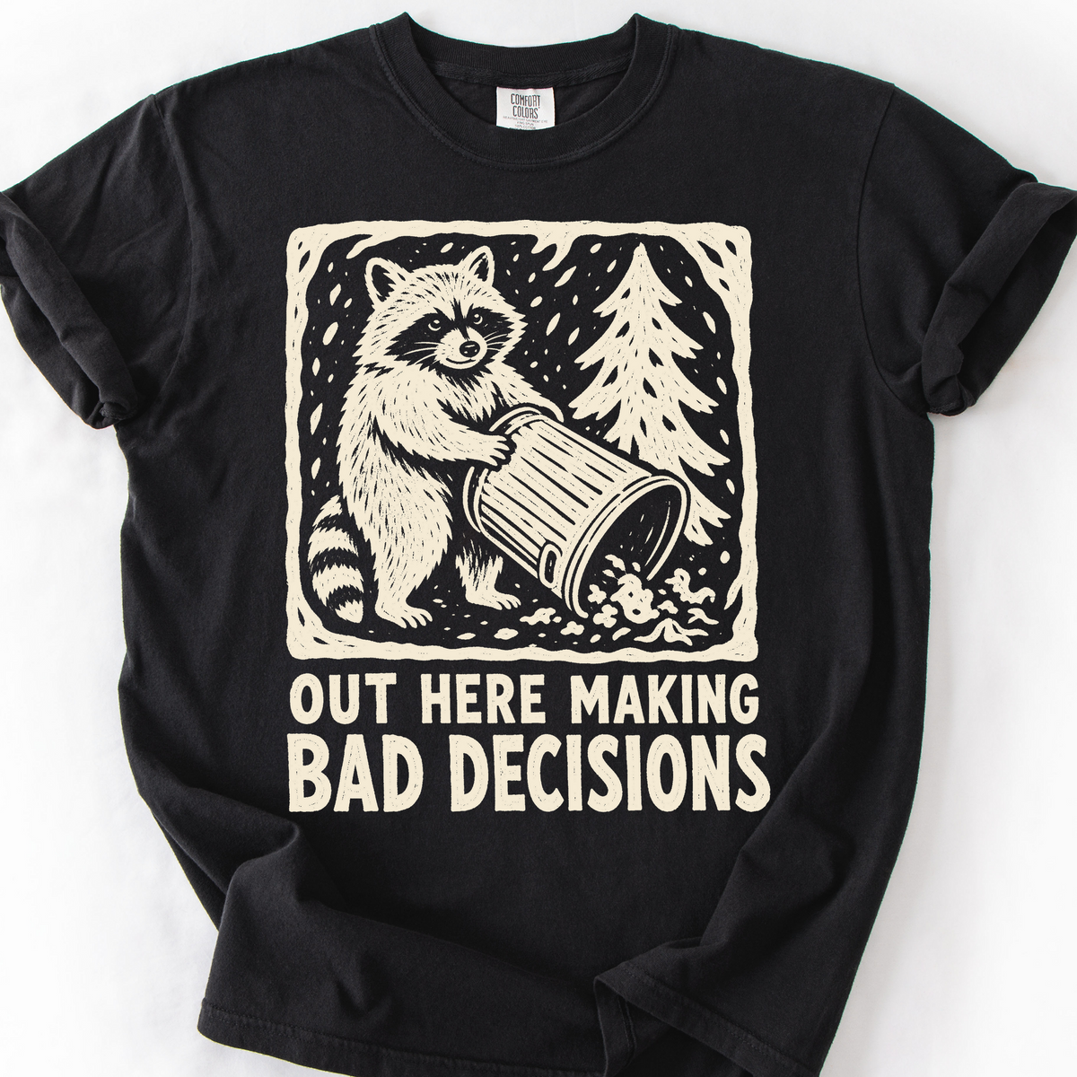 Raccoon Of Bad Decisions T-Shirt — Black