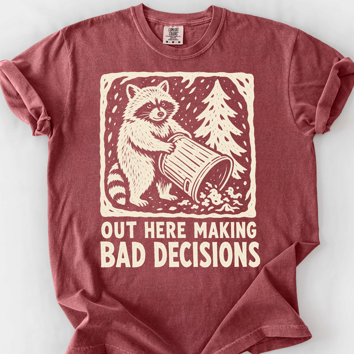 Raccoon Of Bad Decisions T-Shirt — Brick
