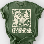Raccoon Of Bad Decisions T-Shirt — Moss