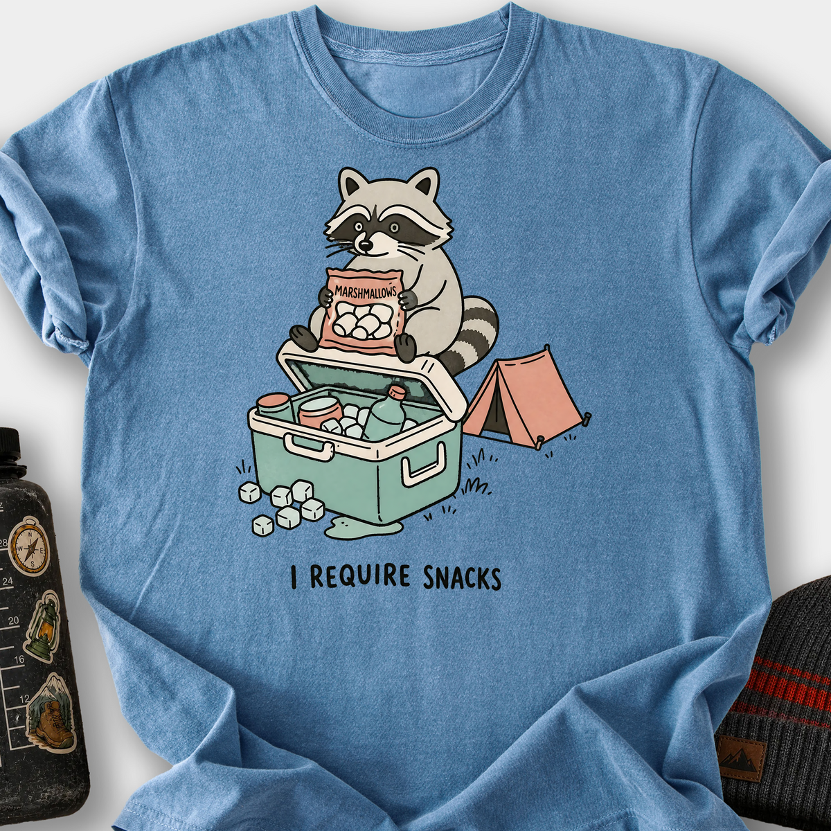 Raccoon Raids the Camp Cooler T-Shirt — Blue Jean