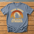 raccoon thick thighs little strides sunset slat T-Shirt — Blue Jean