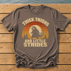 raccoon thick thighs little strides sunset slat T-Shirt — Espresso