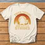 raccoon thick thighs little strides sunset slat T-Shirt — Ivory