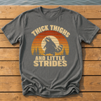 raccoon thick thighs little strides sunset slat T-Shirt — Pepper