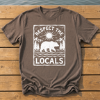 respect the locals bear_rough brush linocut T-Shirt — Espresso