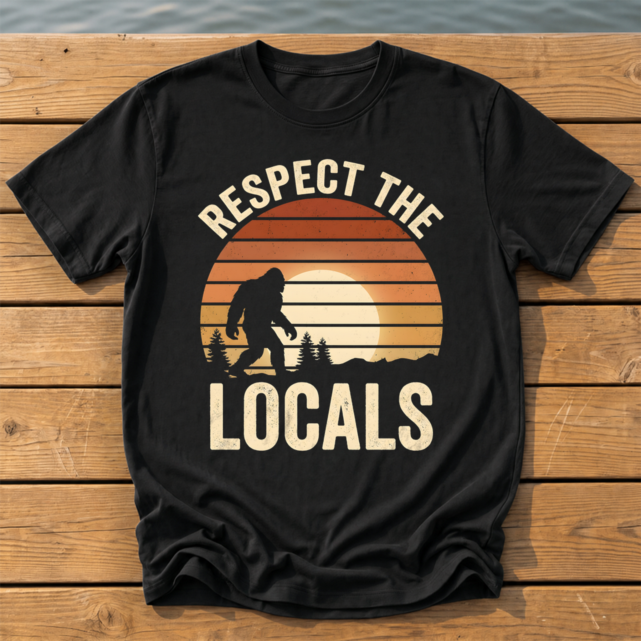 respect the locals bigfoot_sunset slat silhouette T-Shirt — Black