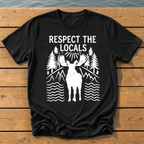 respect the locals moose_rough brush linocut T-Shirt — Black