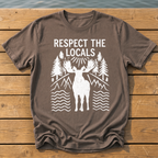 respect the locals moose_rough brush linocut T-Shirt — Espresso