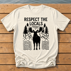 respect the locals moose_rough brush linocut T-Shirt — Ivory