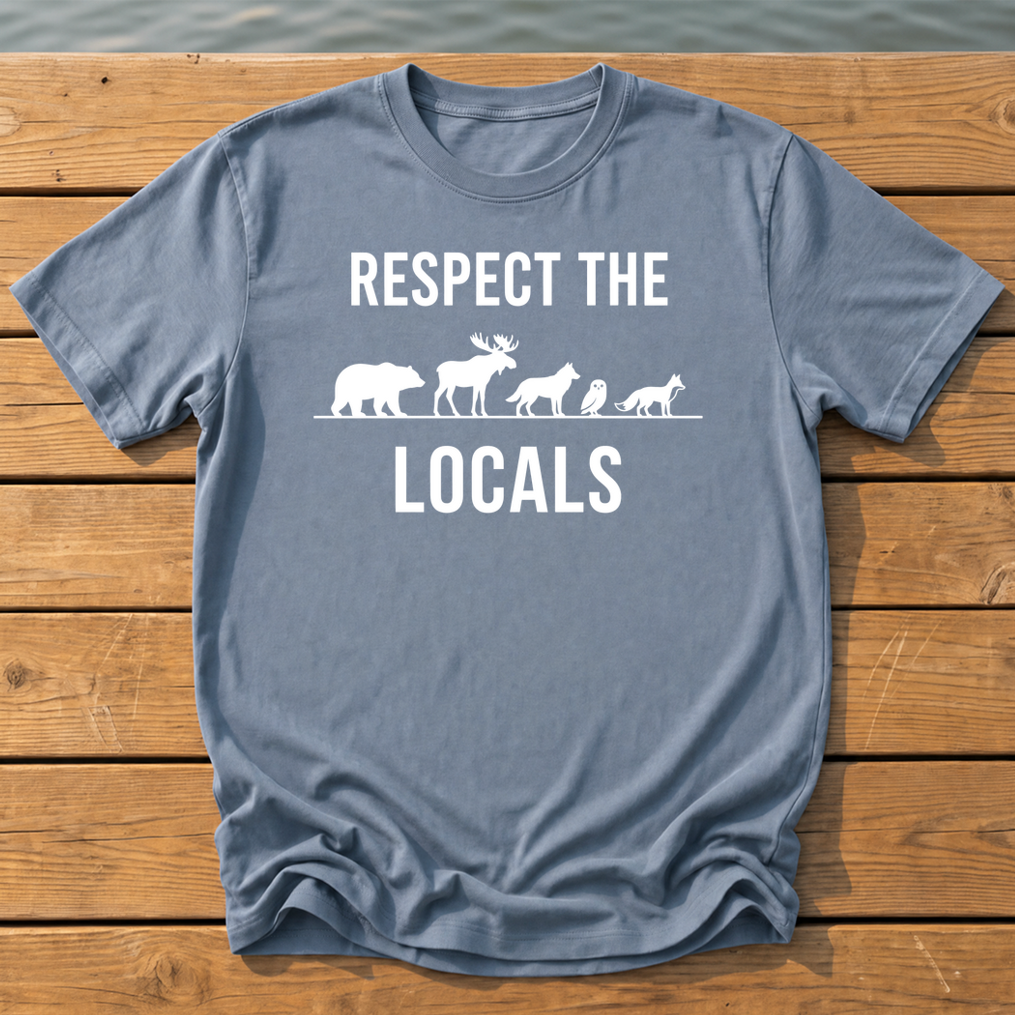 respect the locals multi minimal silhoue T-Shirt — Blue Jean