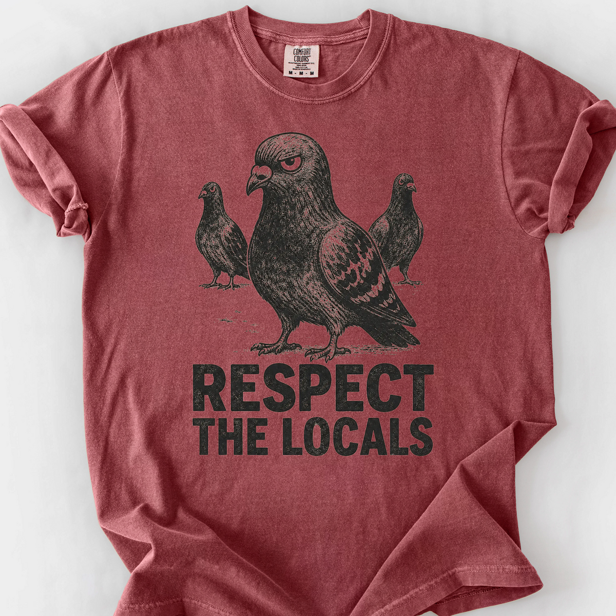 Respect The Locals Pigeons T-Shirt — Brick