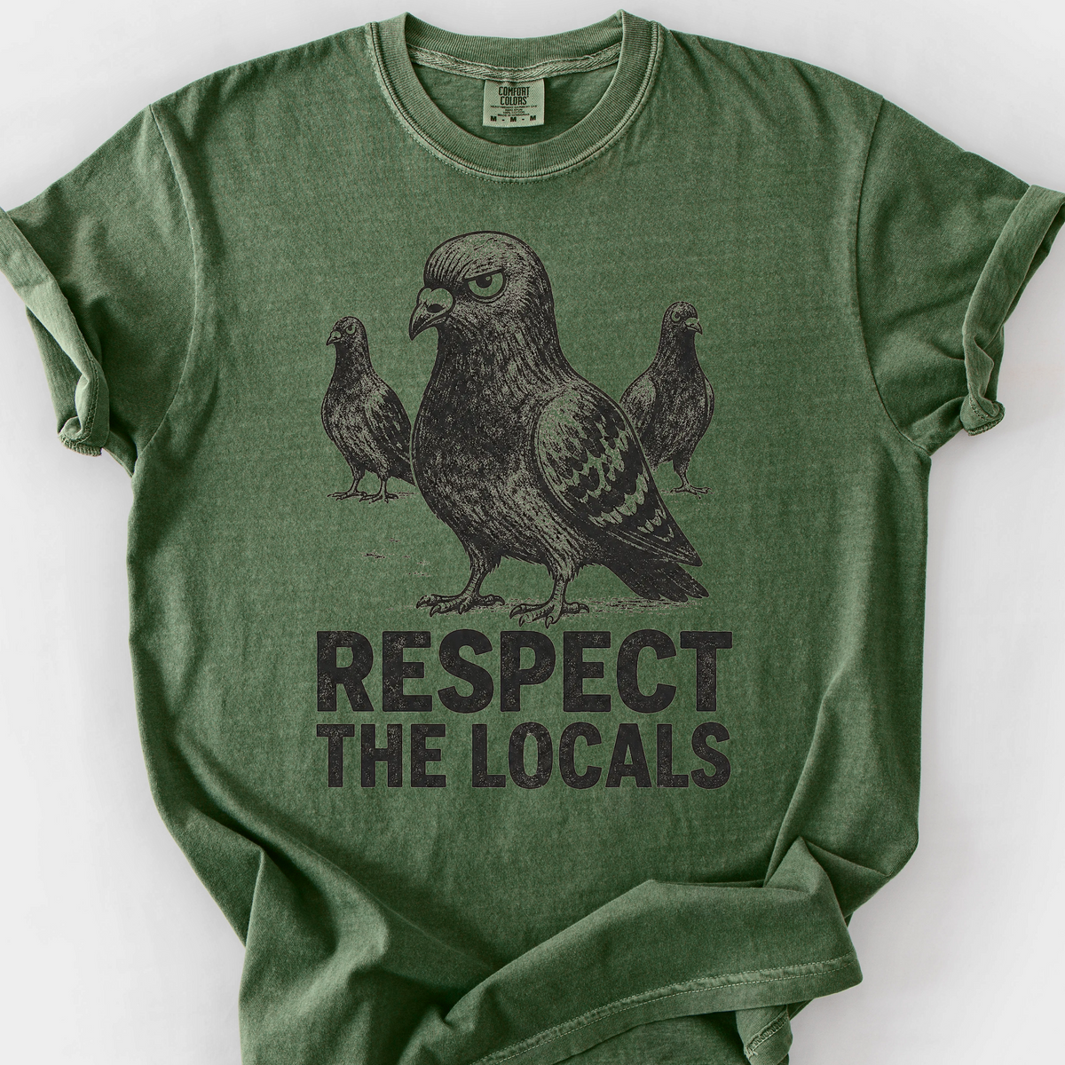 Respect The Locals Pigeons T-Shirt — Moss