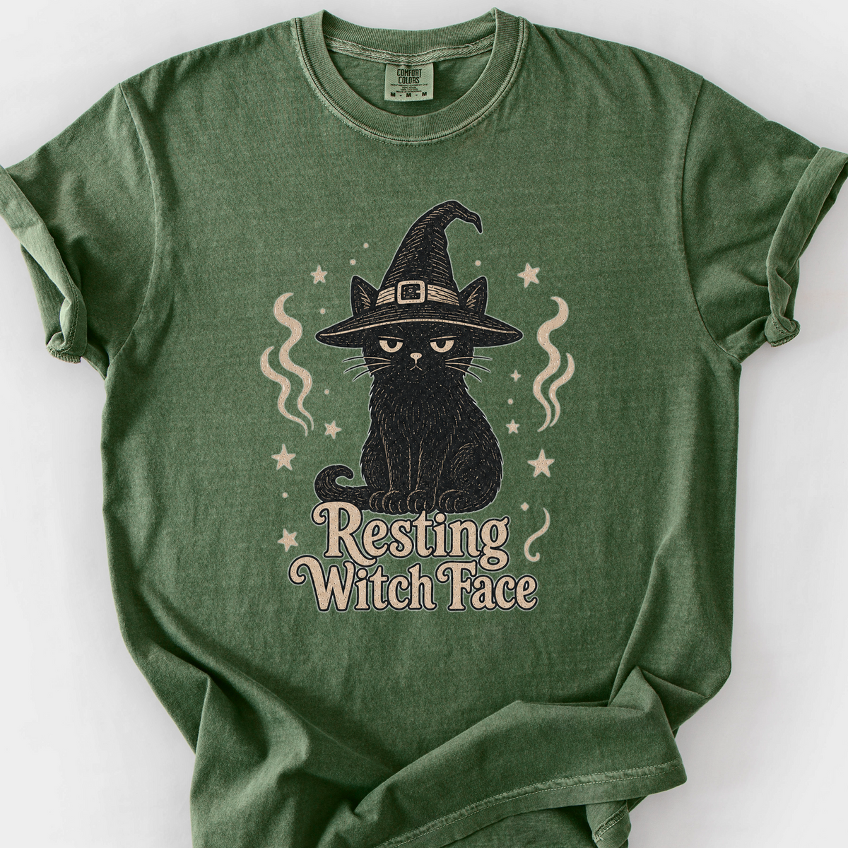 Resting Witch Face T-Shirt — Moss