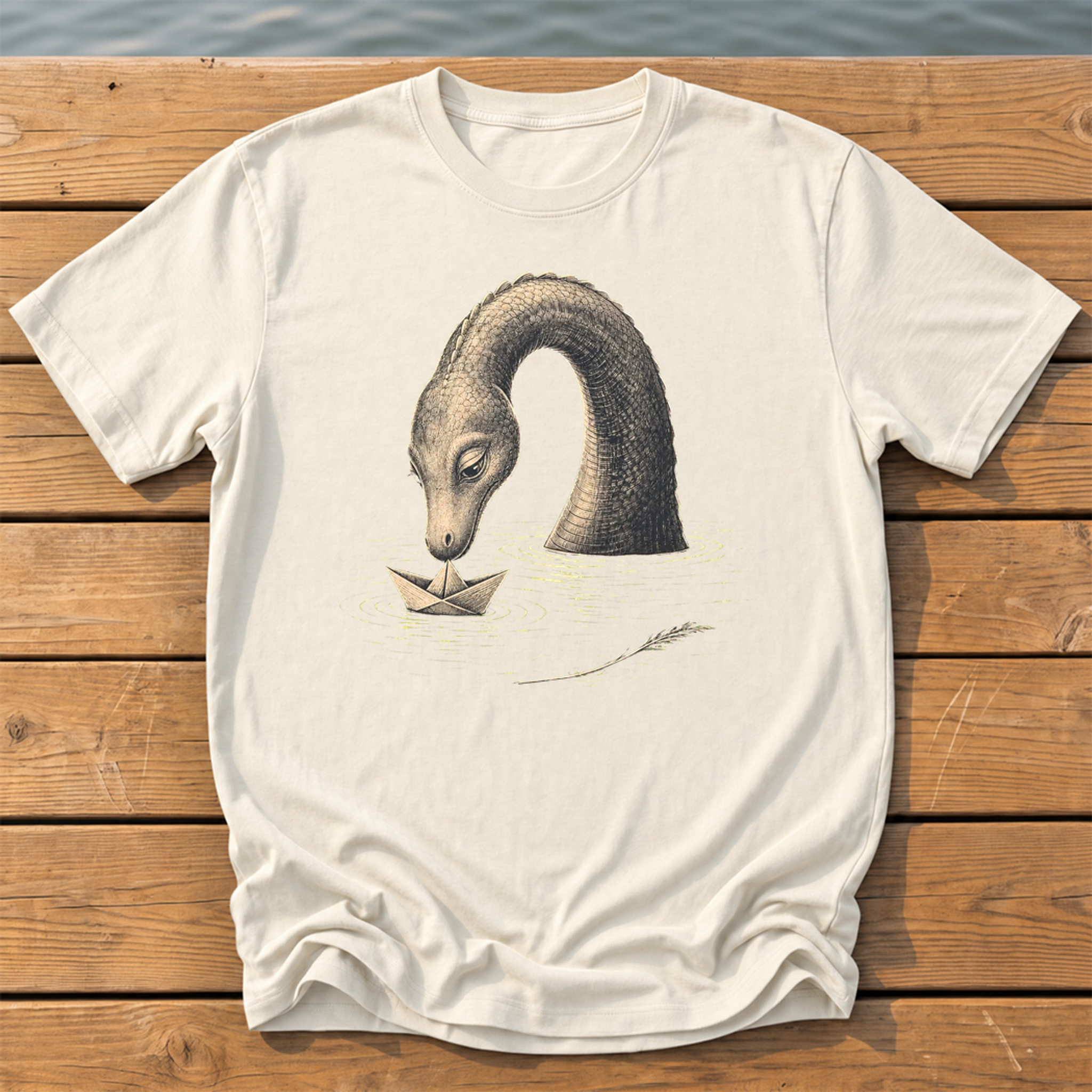 Sea Creature Paper Boat T-Shirt — Ivory