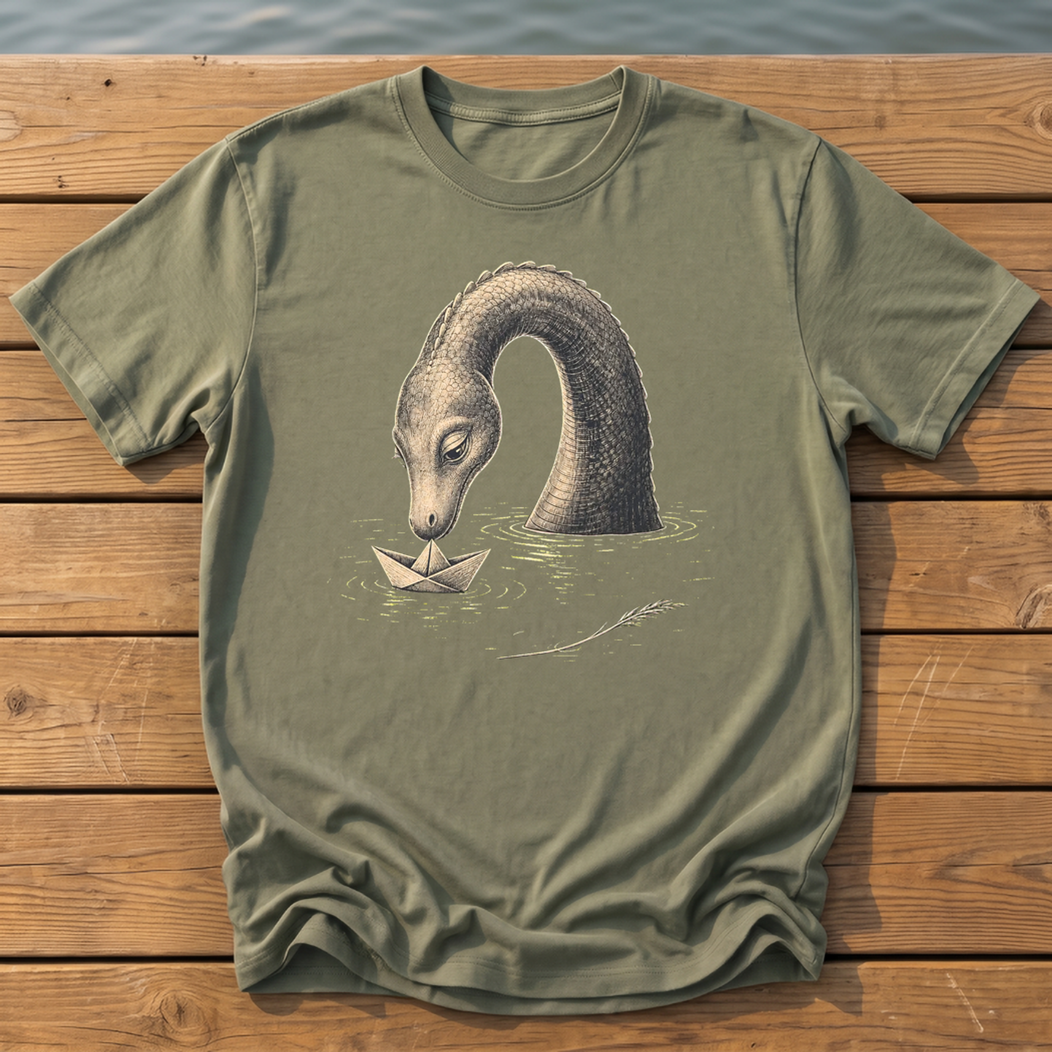 Sea Creature Paper Boat T-Shirt — Moss
