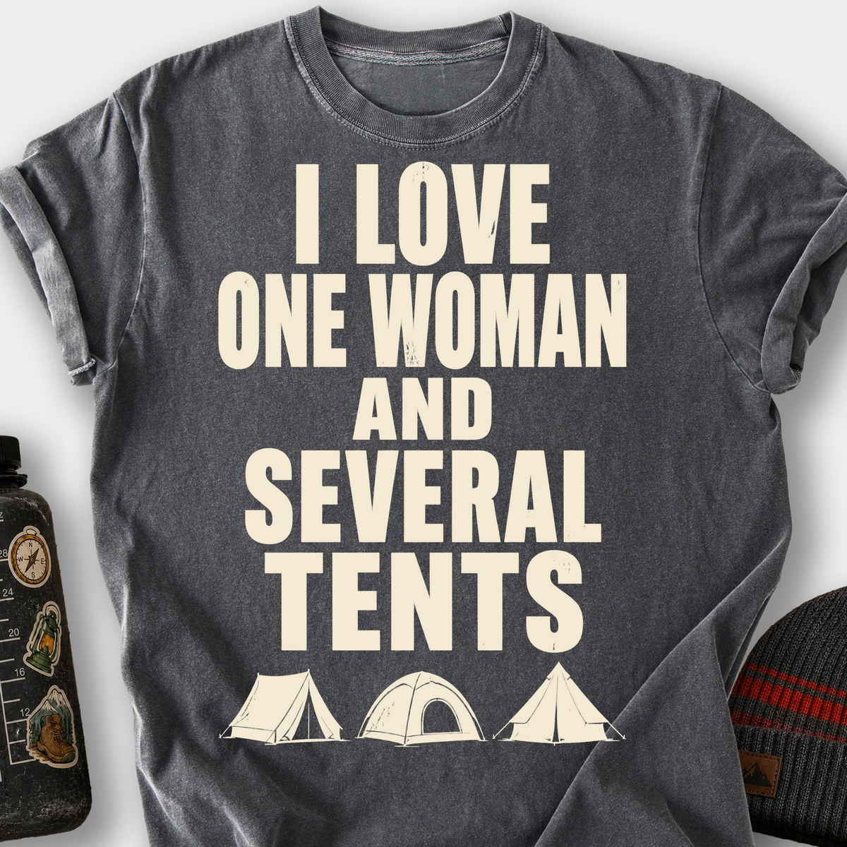 I Love One Woman and Several Tents T-Shirt — Pepper