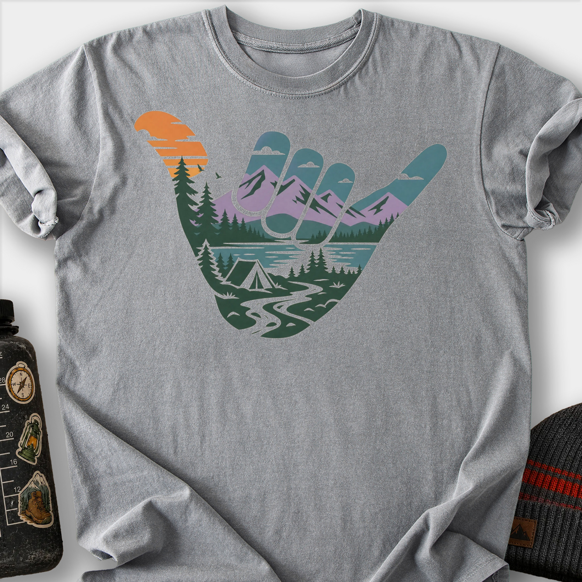 Shaka Landscape T-Shirt — Grey
