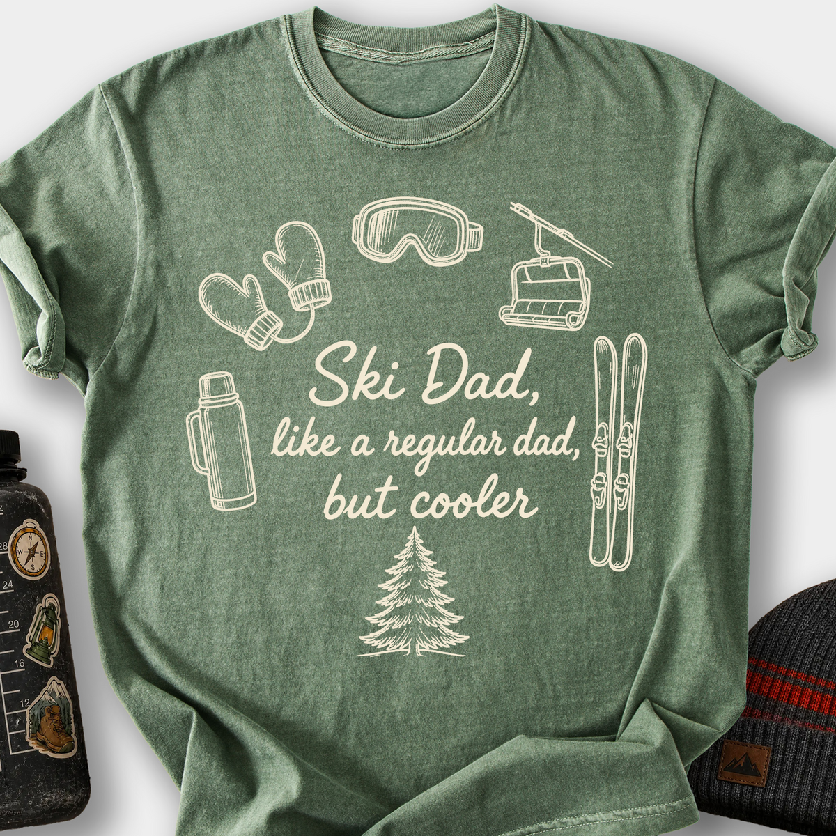 Ski Dad (Gear Ring) T-Shirt — Moss